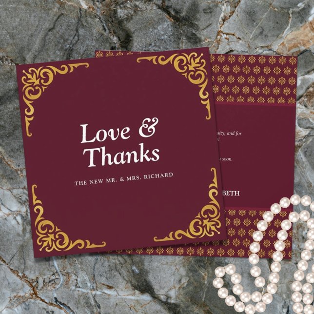 Baroque Frame Royal Burgundy Ornamental Thank You Card (Creator Uploaded)