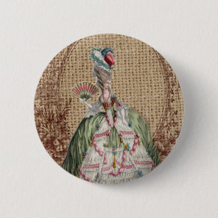 baroque french country burlap Marie Antoinette 6 Cm Round Badge