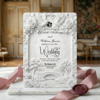 Baroque Garden Romance Wedding Ceremony Invitation
