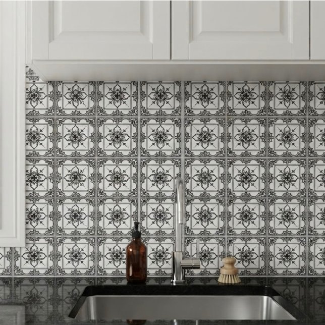Baroque Geometric ornate Tile Black And White (Creator Uploaded)