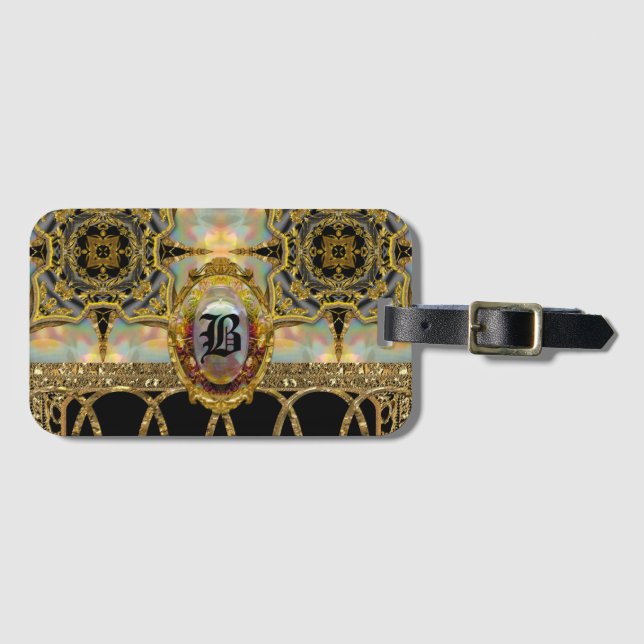 Baroque Girly Ace  Pretty Chic Monogram   Luggage Tag (Front Horizontal)