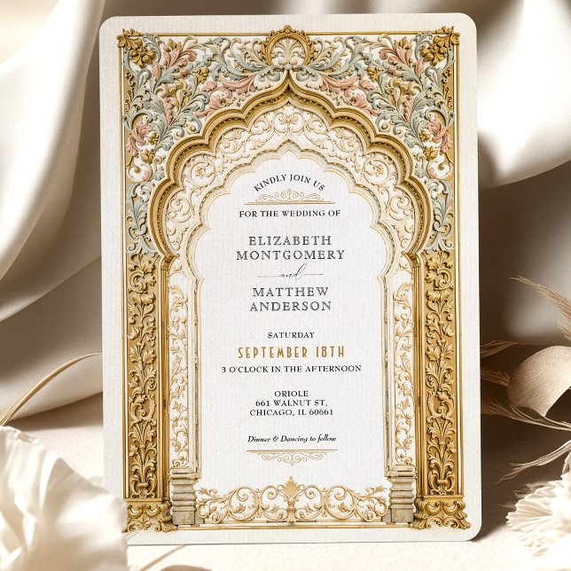 Baroque Gold Arch Wedding Ornate Detailing Invitation (Creator Uploaded)
