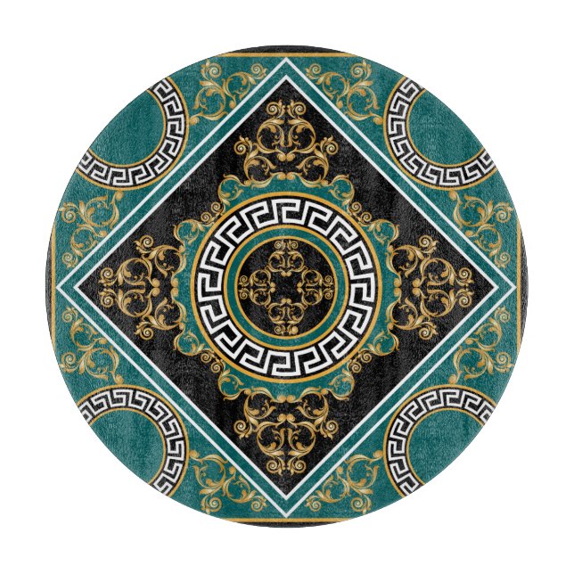 Baroque Gold: Black Elegance Cutting Board (Front)