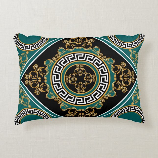 Baroque Gold: Black Elegance Decorative Cushion (Front)