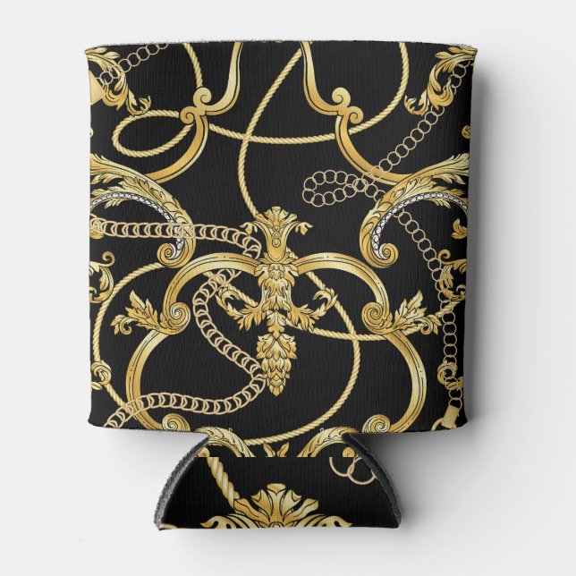 Baroque Gold Chains Seamless Pattern Can Cooler (Front)