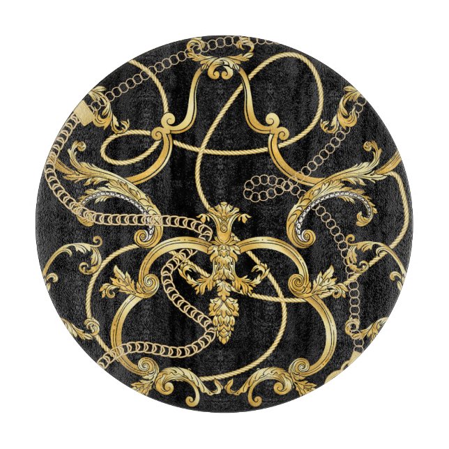 Baroque Gold Chains Seamless Pattern Cutting Board (Front)