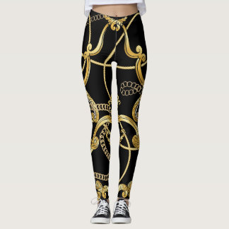 Baroque Gold Chains Seamless Pattern Leggings