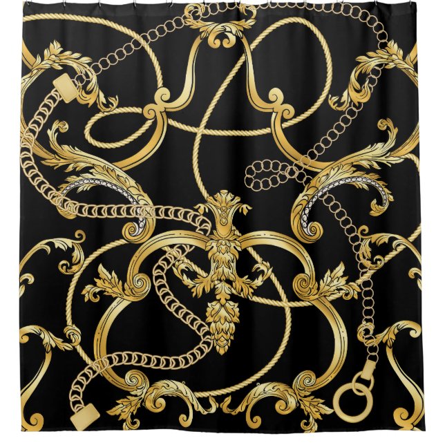 Baroque Gold Chains Seamless Pattern Shower Curtain (Front)