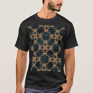 Baroque gold elements, dark teal seamless. T-Shirt