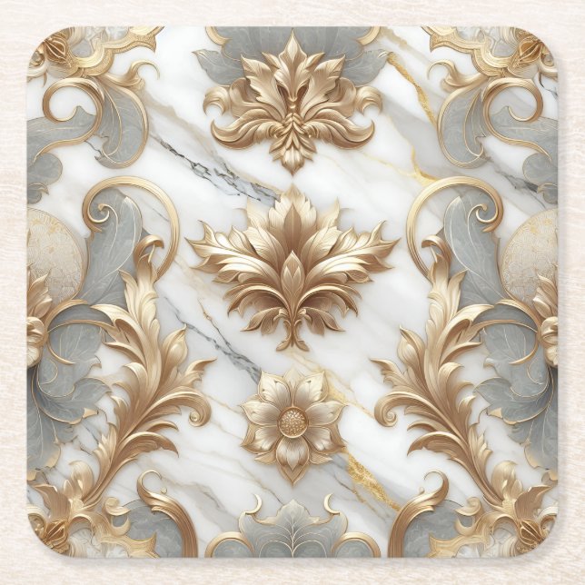 Baroque Gold & Marble Coasters (Front)