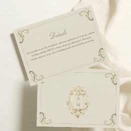 Baroque Gold Monogram Wedding Details Enclosure Card