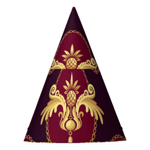Baroque Gold Sconce Magenta Pattern Party Hat