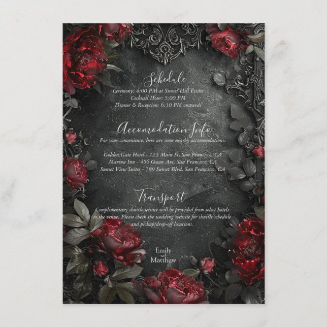 Baroque Gothic Peonies Enclosure Card (Front)