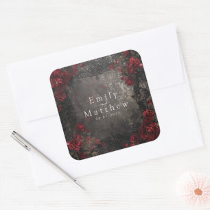 Baroque Gothic Peonies Wedding Square Sticker
