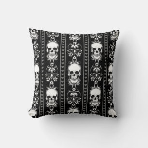 Baroque Gothic Skull Stripe Cushion