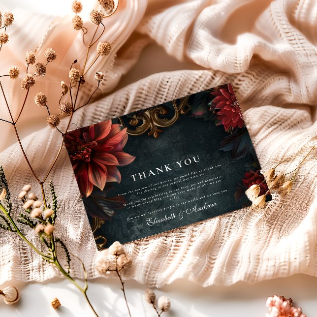 Baroque Gothic Wedding Romance Thank You Card (Creator Uploaded)