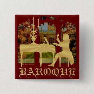 Baroque harpsichord 15 cm square badge