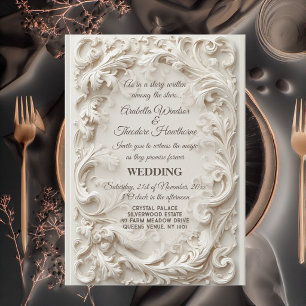 Baroque Heritage Art Ivory Grandeur Floral Wedding Invitation