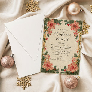 Baroque Holly Christmas Invitation