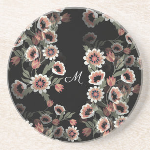Baroque-Inspired Botanical Soft Pinks and Greens Coaster