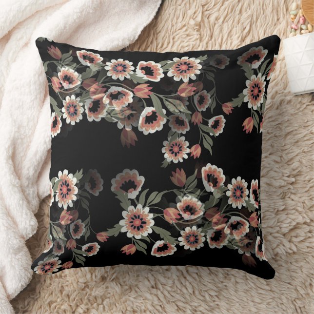 Baroque-Inspired Botanical Soft Pinks and Greens Cushion (Blanket)