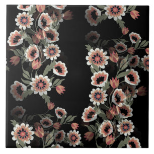 Baroque-Inspired Botanical Soft Pinks and Greens Tile