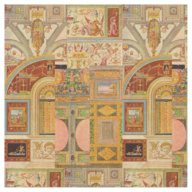 baroque Italian motifs collage Fabric (Close Up)