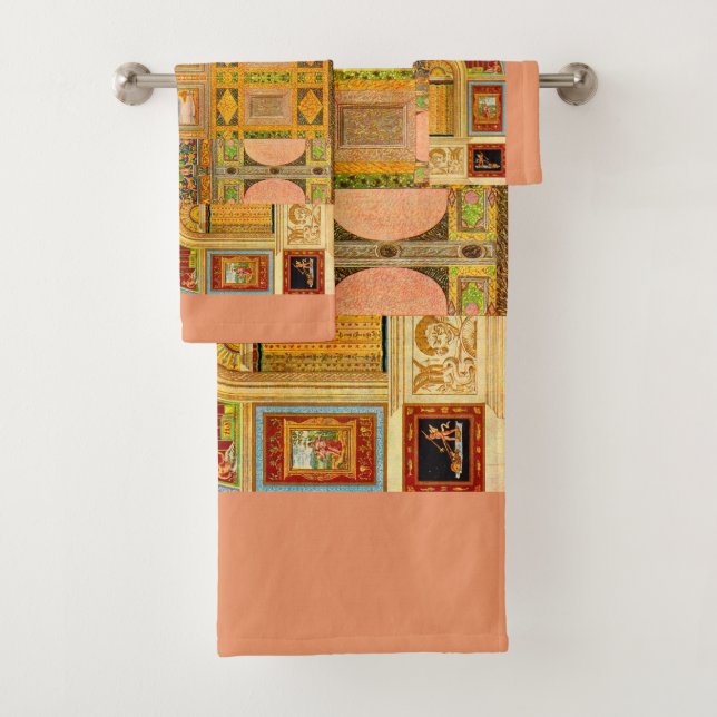 baroque Italian motifs collage print Bath Towel Set (Insitu)