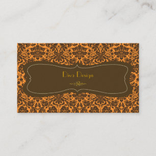 Baroque lace damask /faux gold/chestnut brown business card