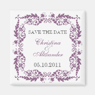 Baroque Leafy Frame Save The Date Magnet