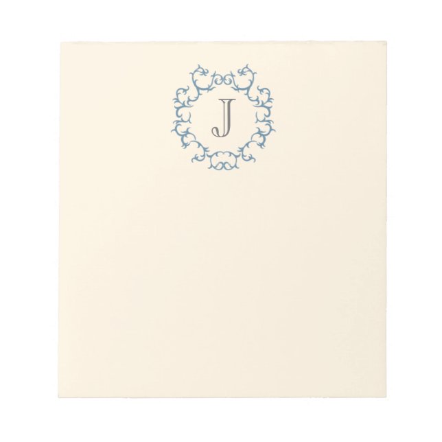 Baroque Monogram - Blue Notepad (Front)