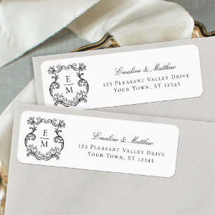 Baroque Monogram Crest Wedding Return Address