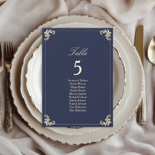 Baroque Navy Blue Gold Wedding Seating Chart