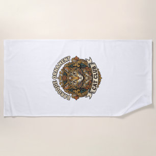 Baroque Ornament Cat Cat Lover Gift - Baroque Orna Beach Towel