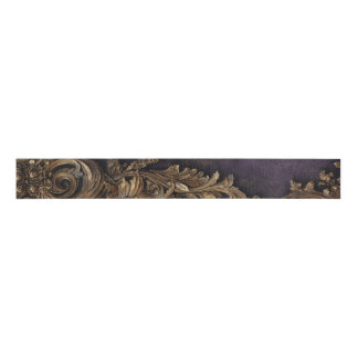 Baroque Ornate Gold and Midnight Purple Ribbon Grosgrain Ribbon