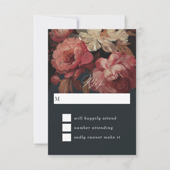 Baroque Painted Floral  RSVP Card (Front)