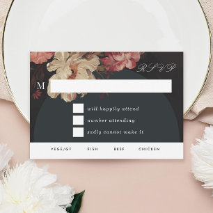 Baroque Painted Floral  RSVP Card