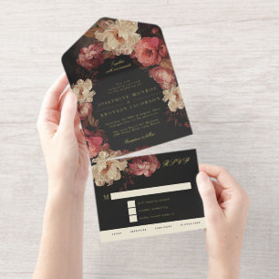 Baroque Painted Floral Wedding Foil All In One Invitation