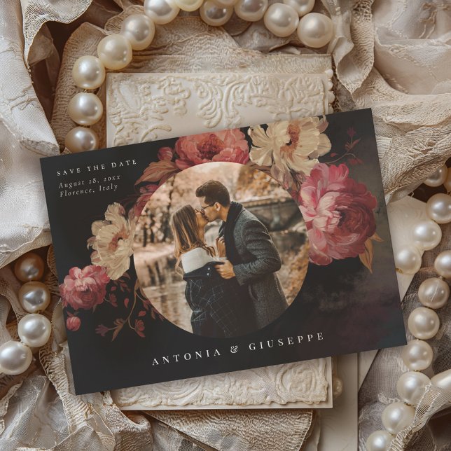 Baroque Painted Florals Photo Save The Date (Creator Uploaded)