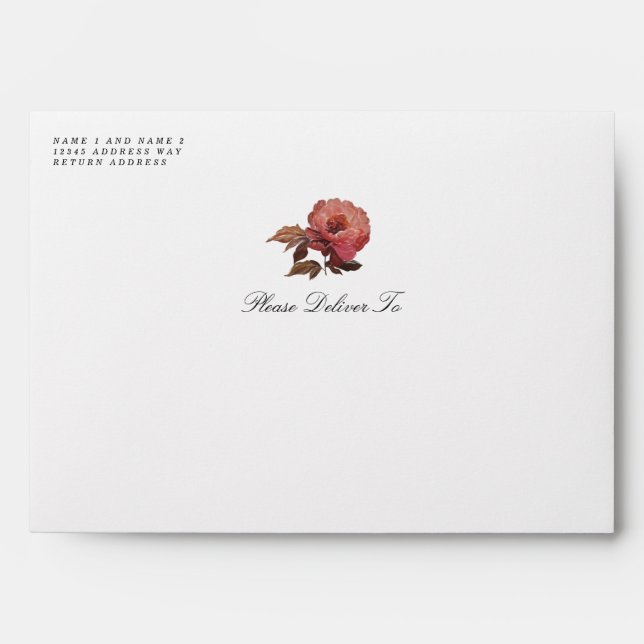 Baroque Painted Flower Wedding Envelope (Front)
