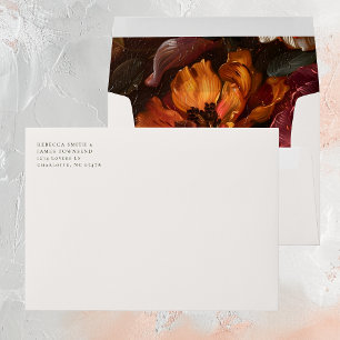 Baroque Painted Romantic Fine Art Flowers Wedding Envelope