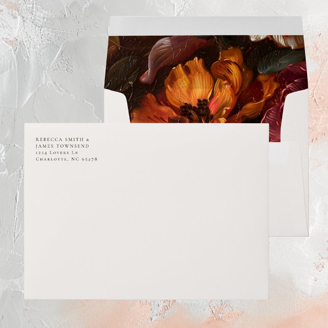 Baroque Painted Romantic Fine Art Flowers Wedding Envelope (Creator Uploaded)