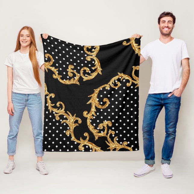 Baroque pattern golden fleece blanket (In Situ)