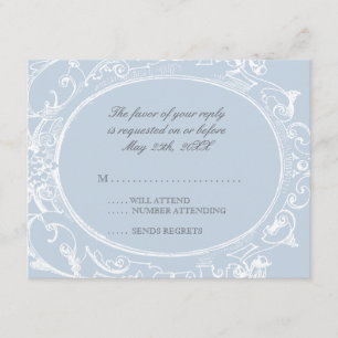 Baroque Peacock RSVP Response Card - Blue