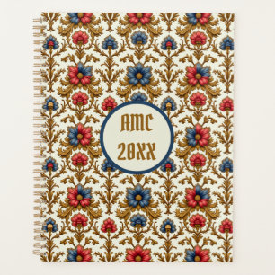 Baroque Red Blue and Gold Flowers Planner