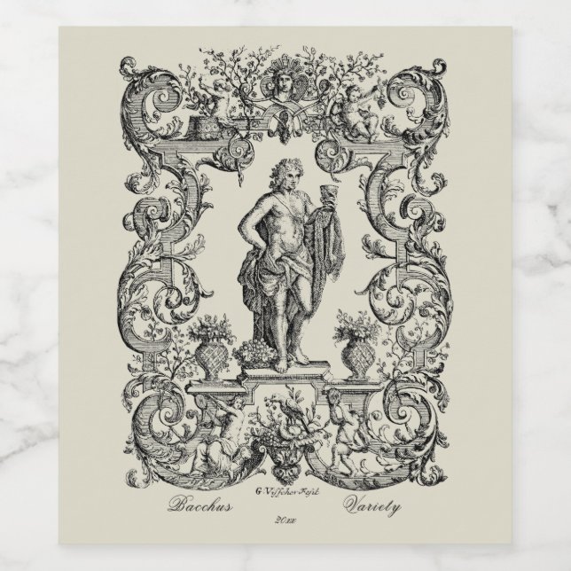 Baroque Rococo Bacchus Wine Label Template  (Single Label)