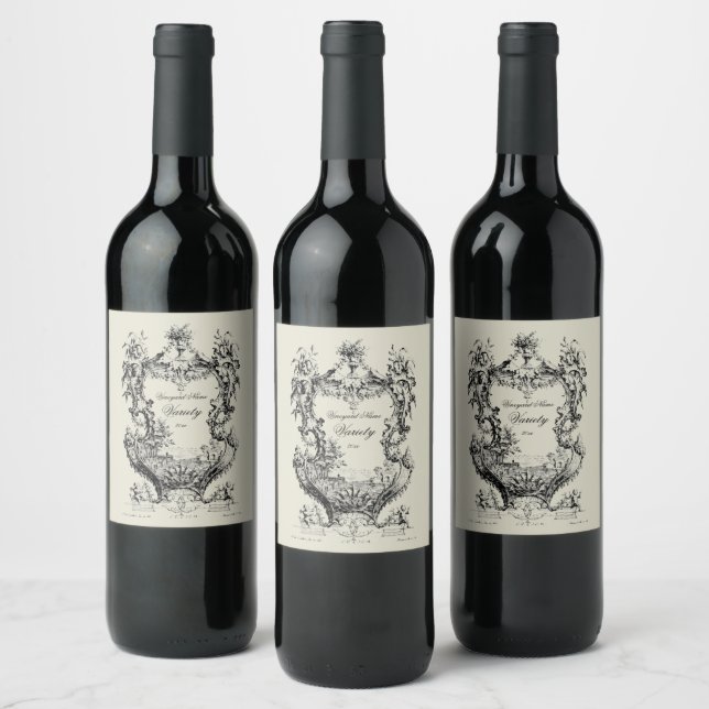 Baroque Rococo Cartouche Wine Label Template  (Bottles)