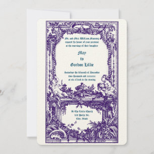 Baroque Rococo Cherubs Floral Wedding Altar Border Invitation