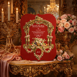 Baroque Rococo Colourful Floral Altar Cartouche Invitation