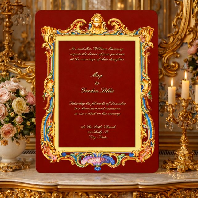 Baroque Rococo Rocaille Louis XV Frame Wedding Invitation (Creator Uploaded)
